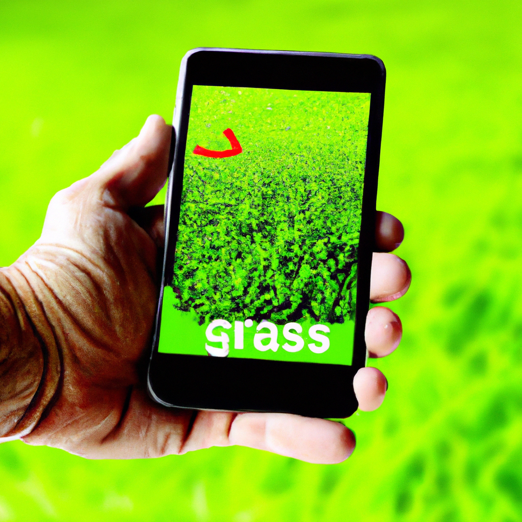 Hands holding smartphone with Grass App.